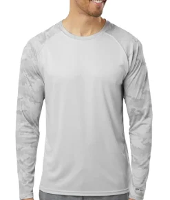 Nayked Apparel Workout Wear>Men'S Cayman Performance Upf Camo Colorblock Long Sleeve T-Shirt
