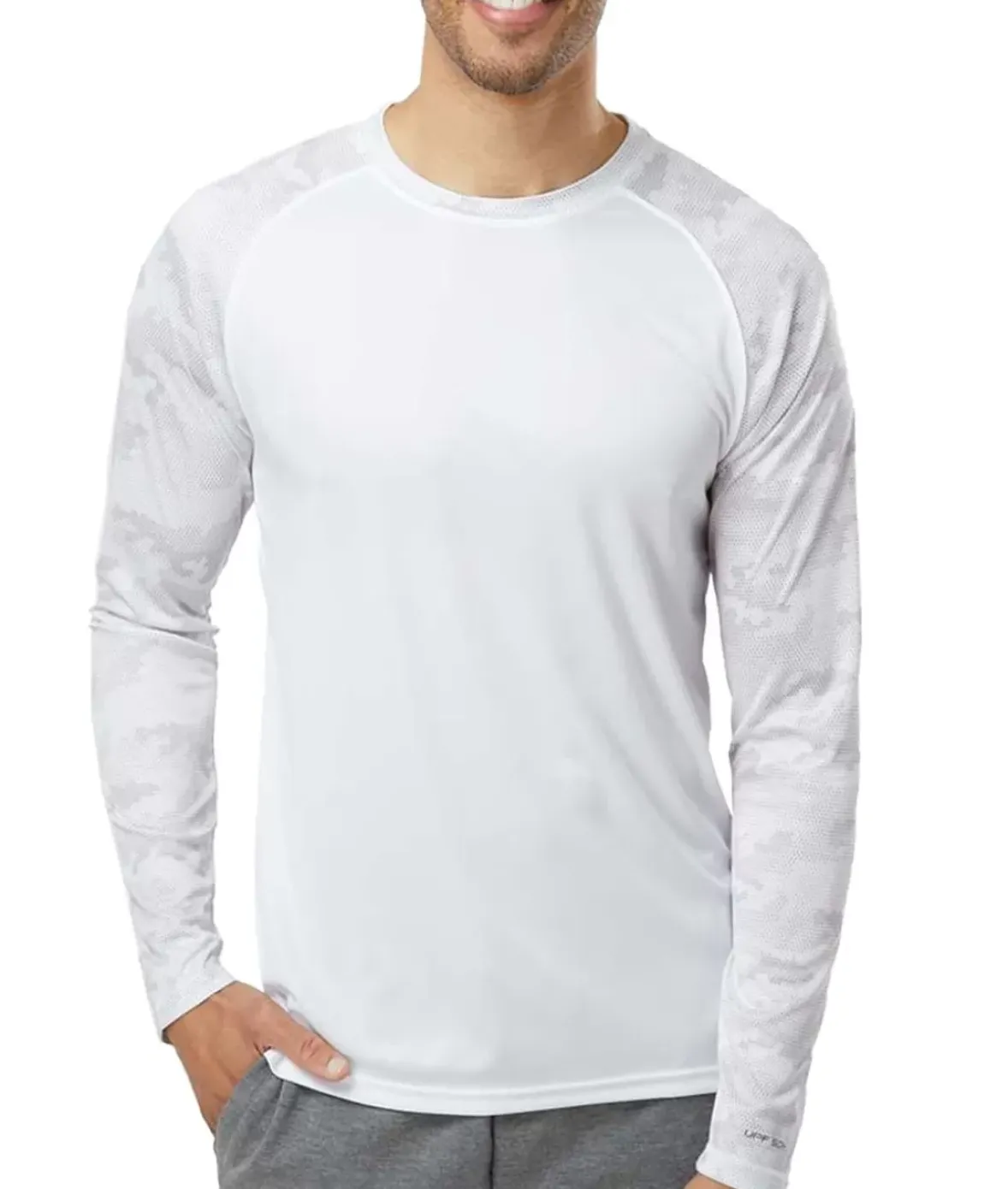 Nayked Apparel Shirts>Men'S Cayman Performance Upf Camo Colorblock Long Sleeve T-Shirt
