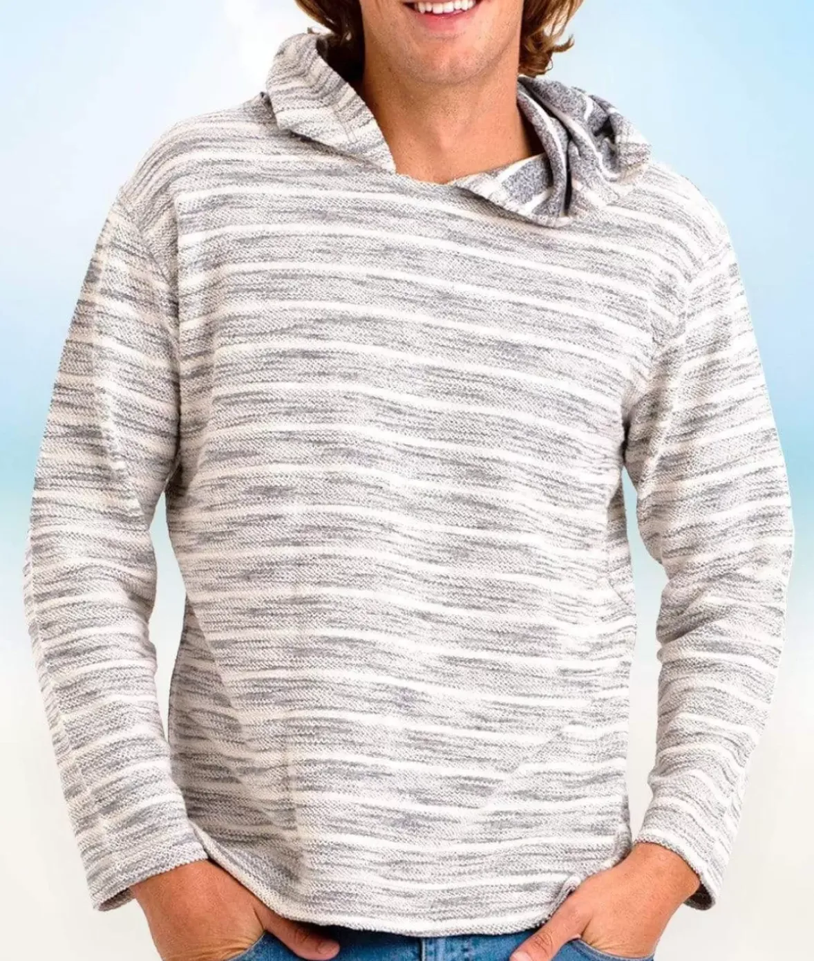 Nayked Apparel Hoodies & Sweatshirts>Men'S Cotton/Poly Striped French Terry Hoodie/Discontinued