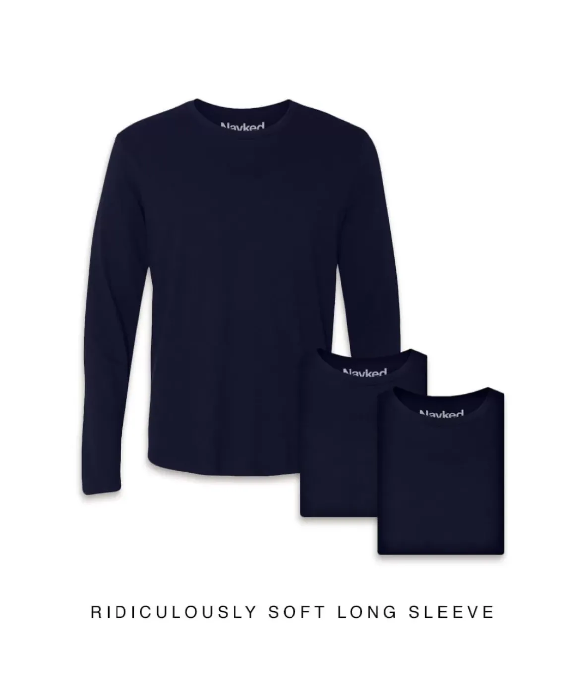 Nayked Apparel T-Shirt Packs>Men'S 3Pk Ridiculously Soft Long Sleeve 100% Cotton T-Shirt