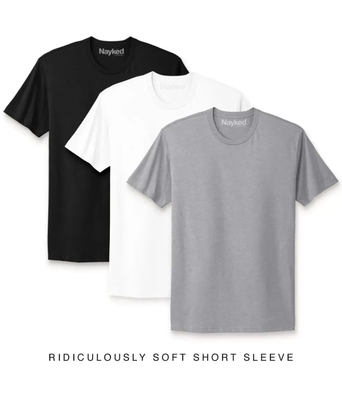 Nayked Apparel T-Shirts>Men'S 3Pk Ridiculously Soft Short Sleeve Crew Neck 100% Cotton T-Shirt Favorites