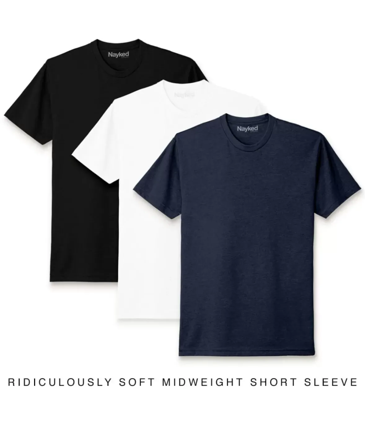 Nayked Apparel Shirts>Men'S 3Pk Ridiculously Soft Midweight Crew T-Shirt Favorites