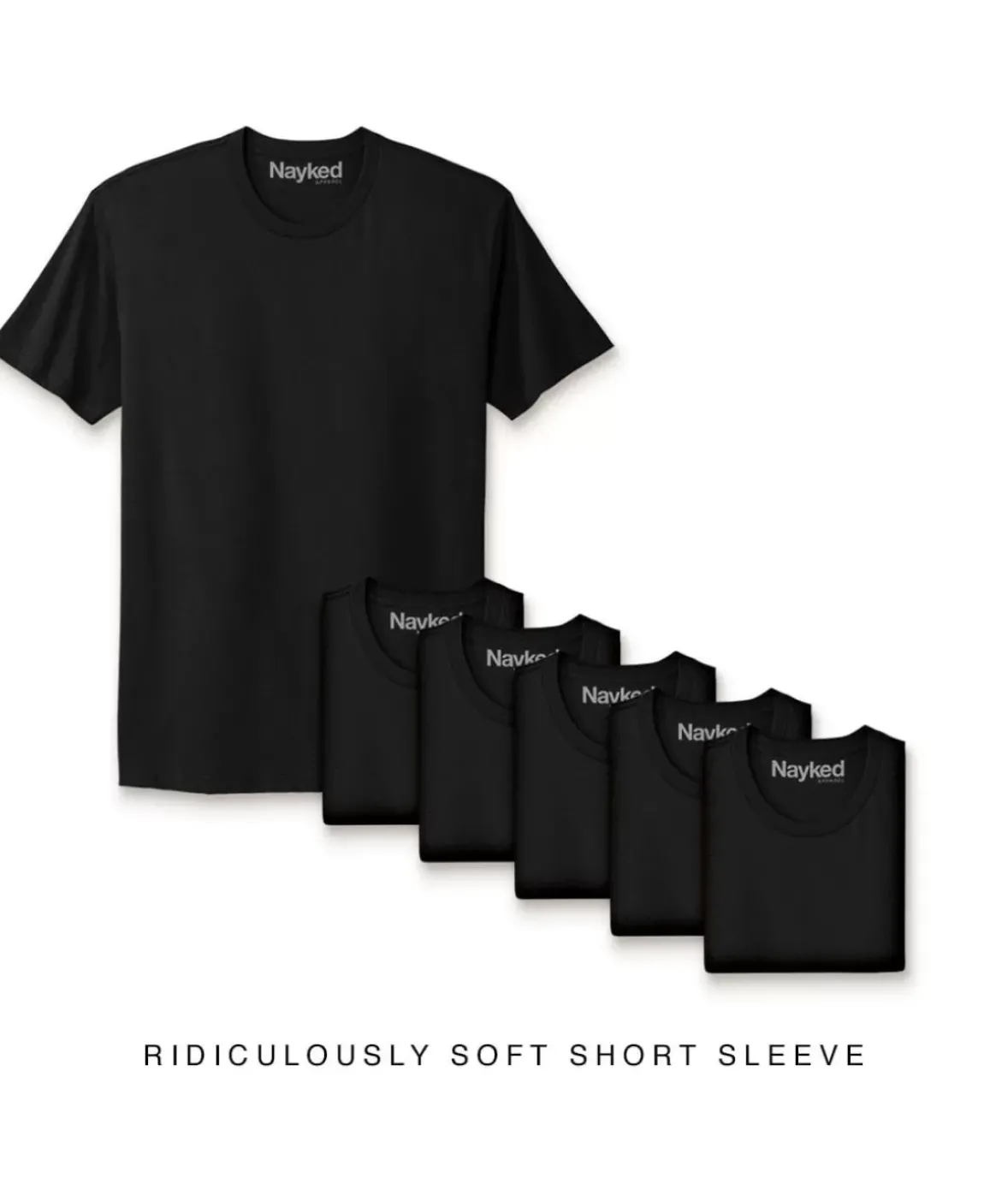 Nayked Apparel T-Shirts>Men'S 6Pk Ridiculously Soft Short Sleeve Crew Neck 100% Cotton T-Shirt