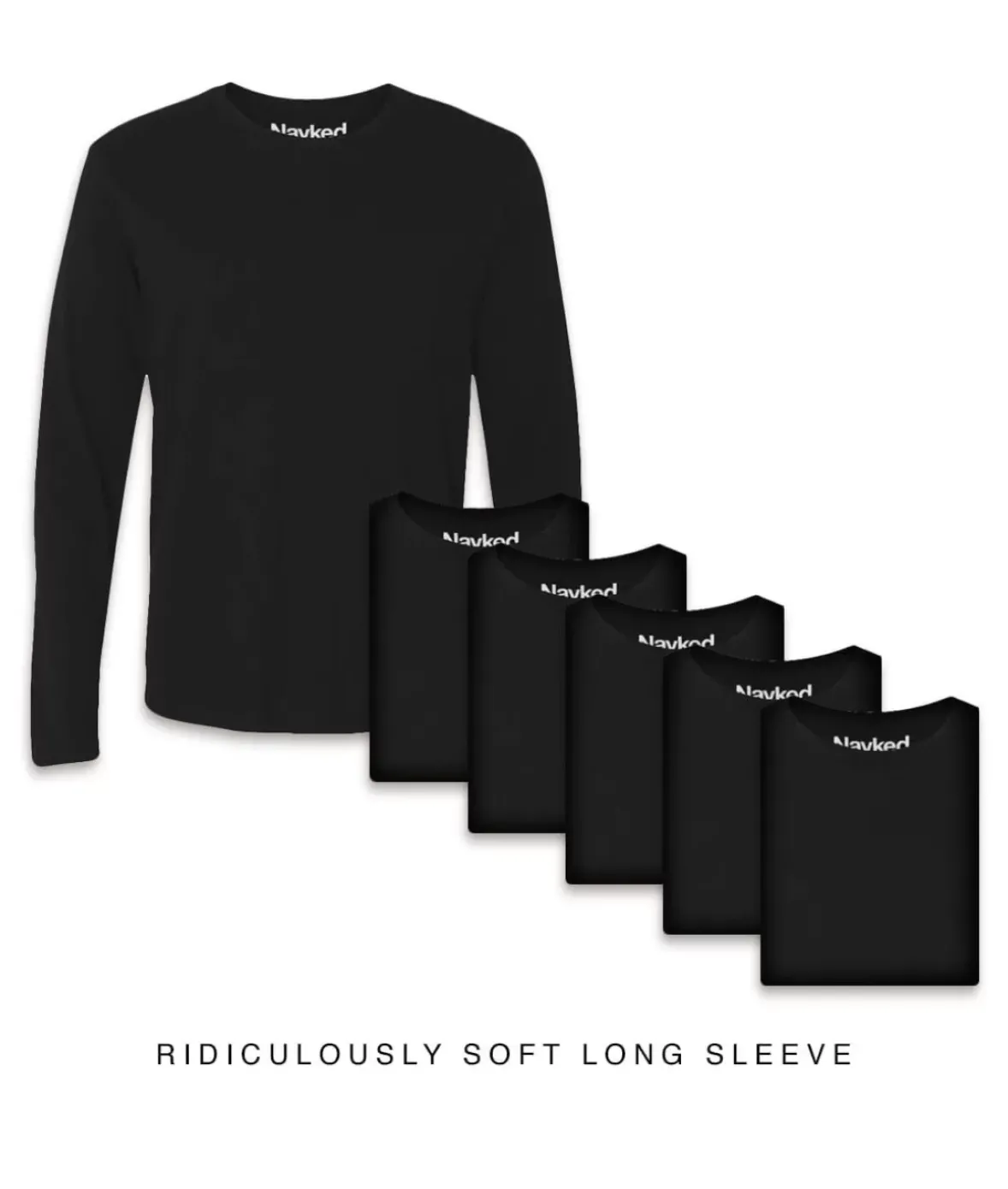Nayked Apparel T-Shirt Packs>Men'S 6Pk Ridiculously Soft Long Sleeve 100% Cotton T-Shirt