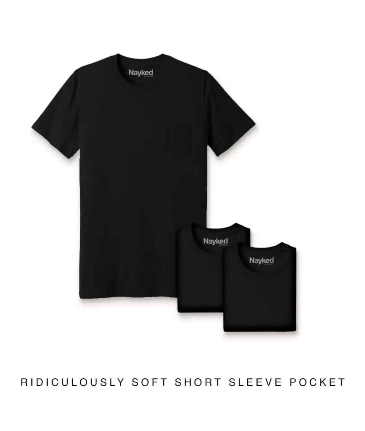 Nayked Apparel T-Shirt Packs>Men'S 3Pk Ridiculously Soft 100% Cotton Pocket T-Shirt