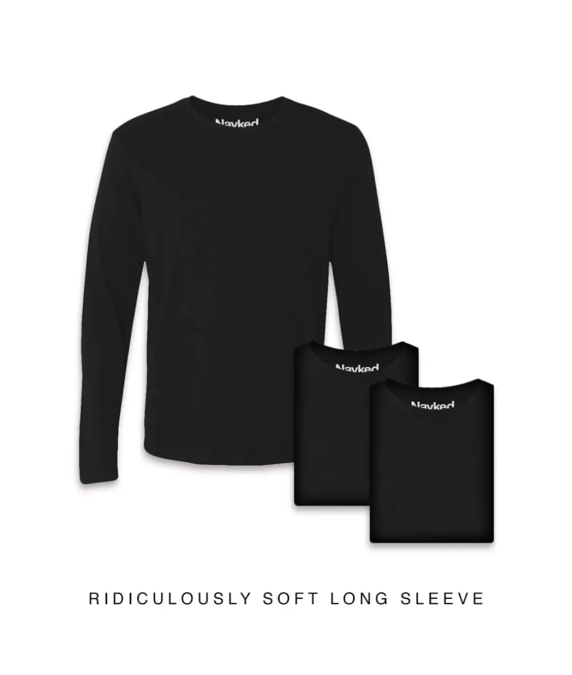 Nayked Apparel Shirts>Men'S 3Pk Ridiculously Soft Long Sleeve 100% Cotton T-Shirt