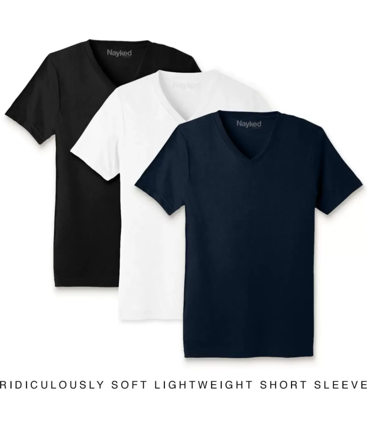 Nayked Apparel Shirts>Men'S 3Pk Ridiculously Soft Lightweight V-Neck T-Shirt Favorites