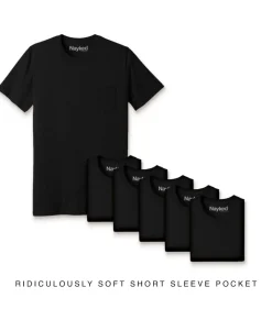 Nayked Apparel T-Shirt Packs>Men'S 6Pk Ridiculously Soft 100% Cotton Pocket T-Shirt
