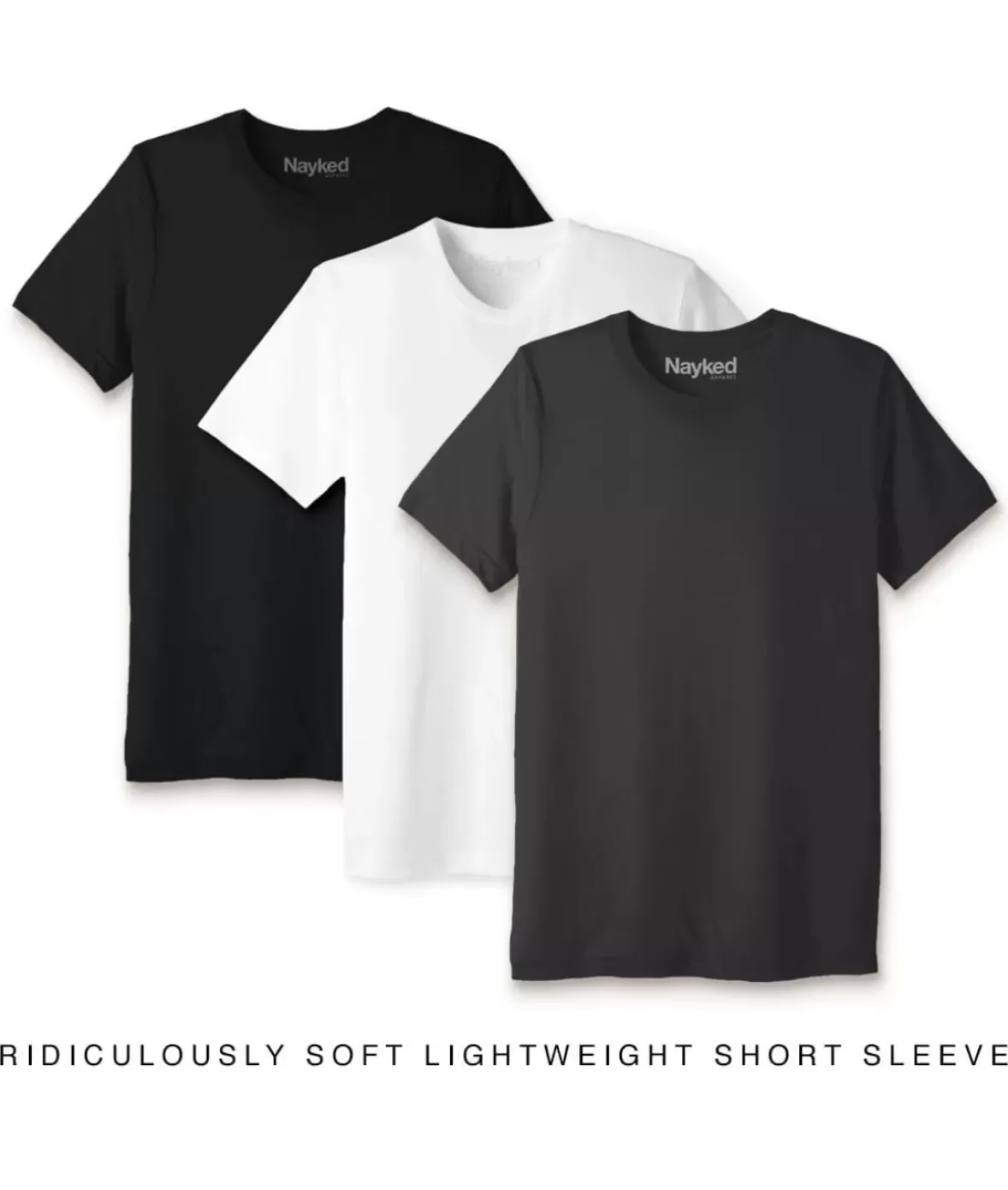Nayked Apparel T-Shirt Packs>Men'S 3Pk Ridiculously Soft Lightweight Crew Neck T-Shirt Favorites