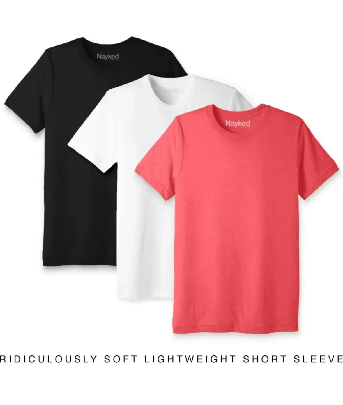 Nayked Apparel T-Shirt Packs>Men'S 3Pk Ridiculously Soft Lightweight Crew Neck T-Shirt Favorites