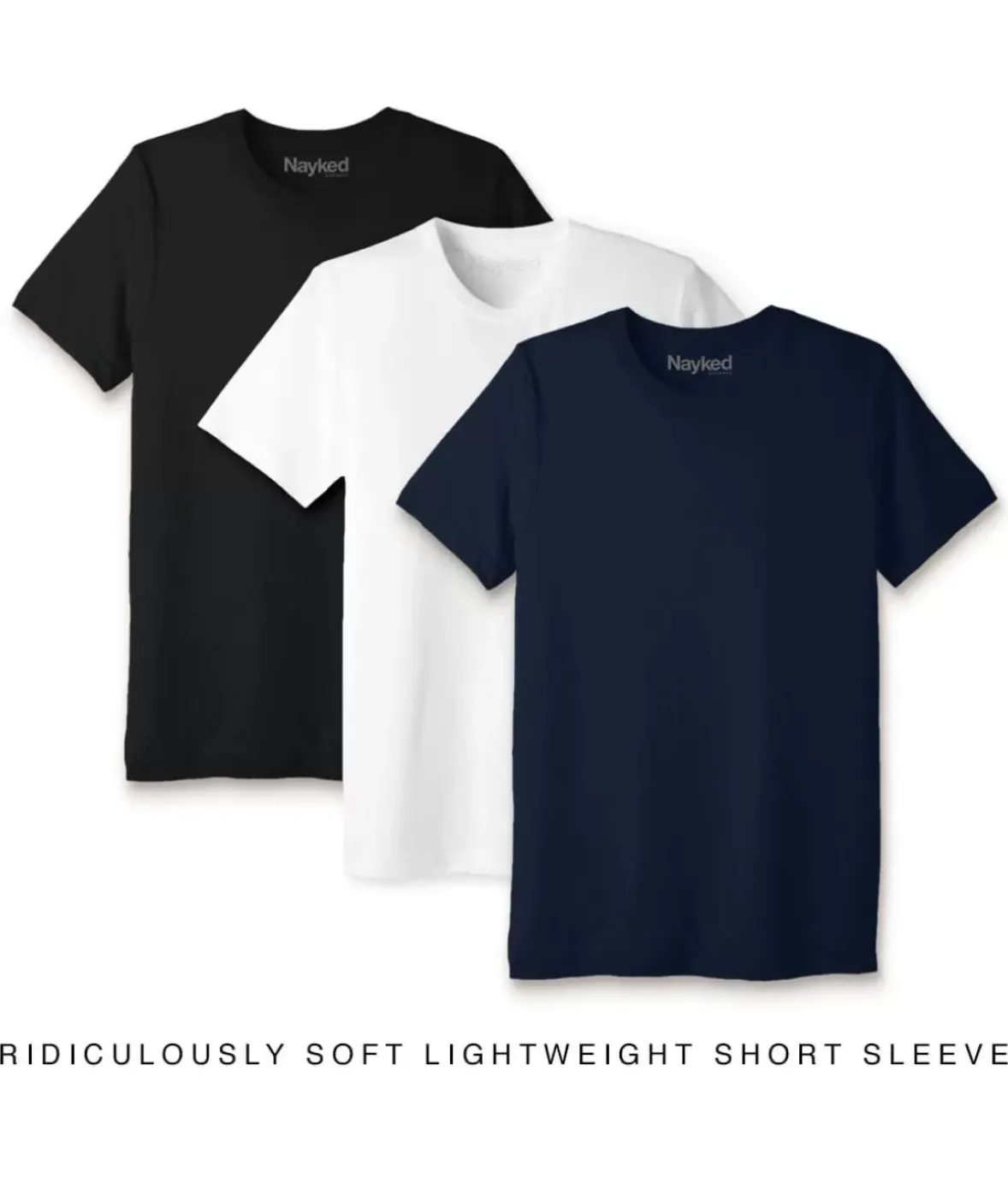 Nayked Apparel T-Shirt Packs>Men'S 3Pk Ridiculously Soft Lightweight Crew Neck T-Shirt Favorites