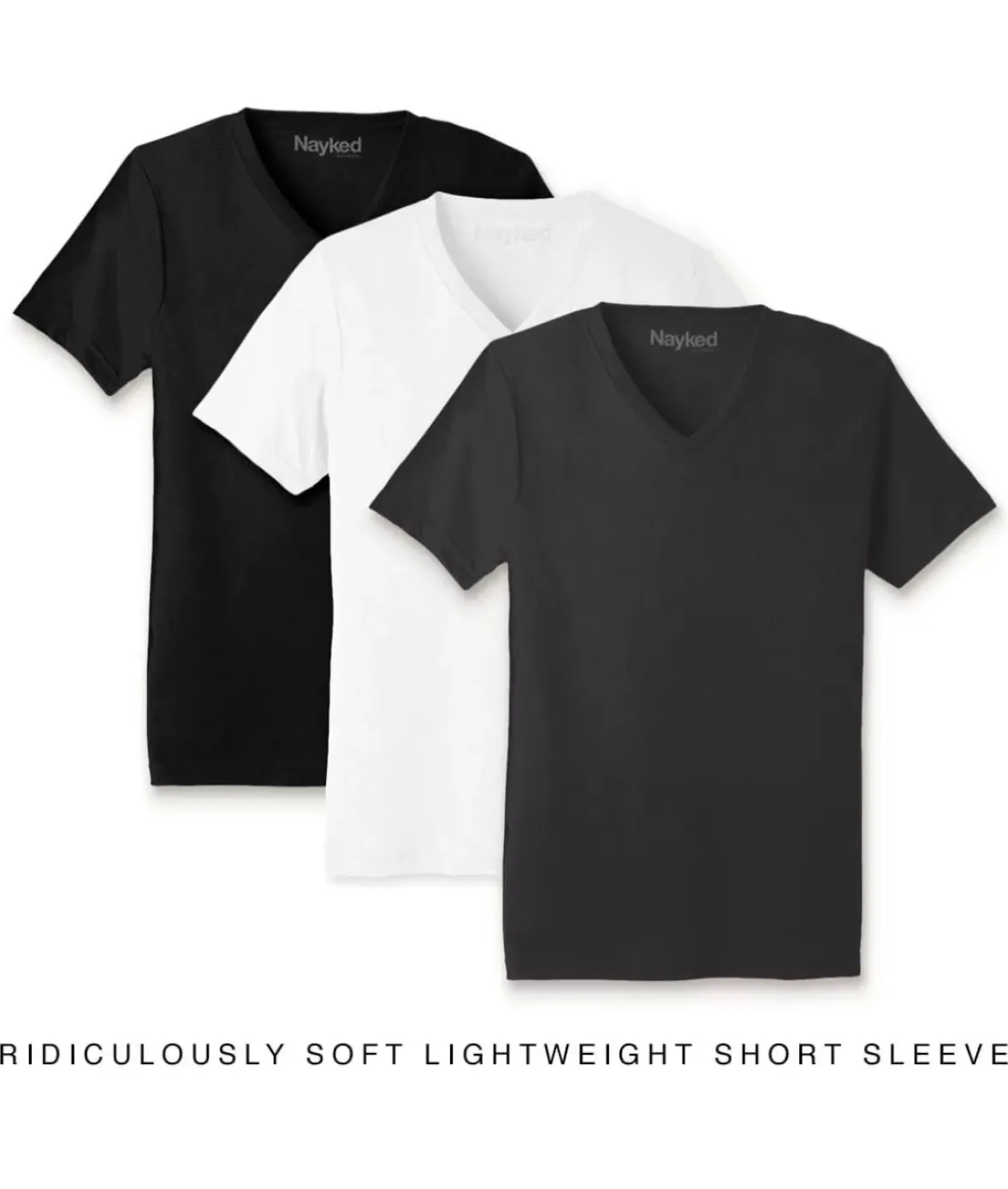 Nayked Apparel T-Shirt Packs>Men'S 3Pk Ridiculously Soft Lightweight V-Neck T-Shirt Favorites