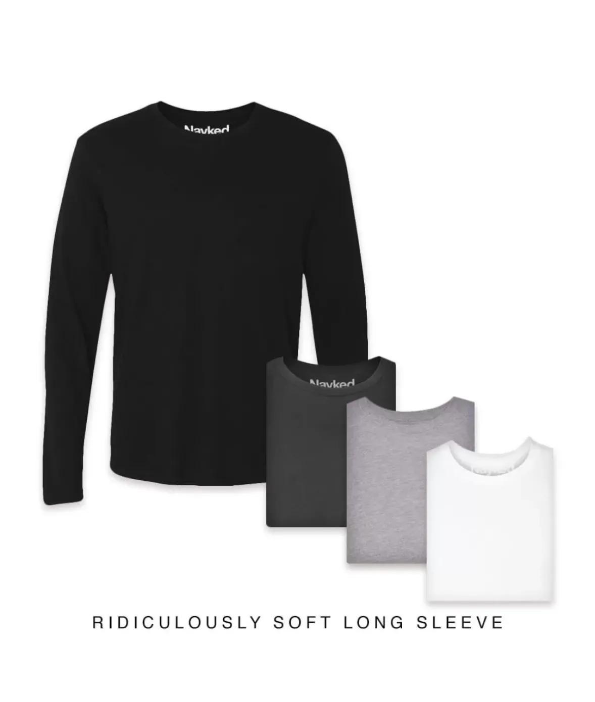 Nayked Apparel Shirts>Men'S 4Pk Ridiculously Soft Long Sleeve 100% Cotton T-Shirt