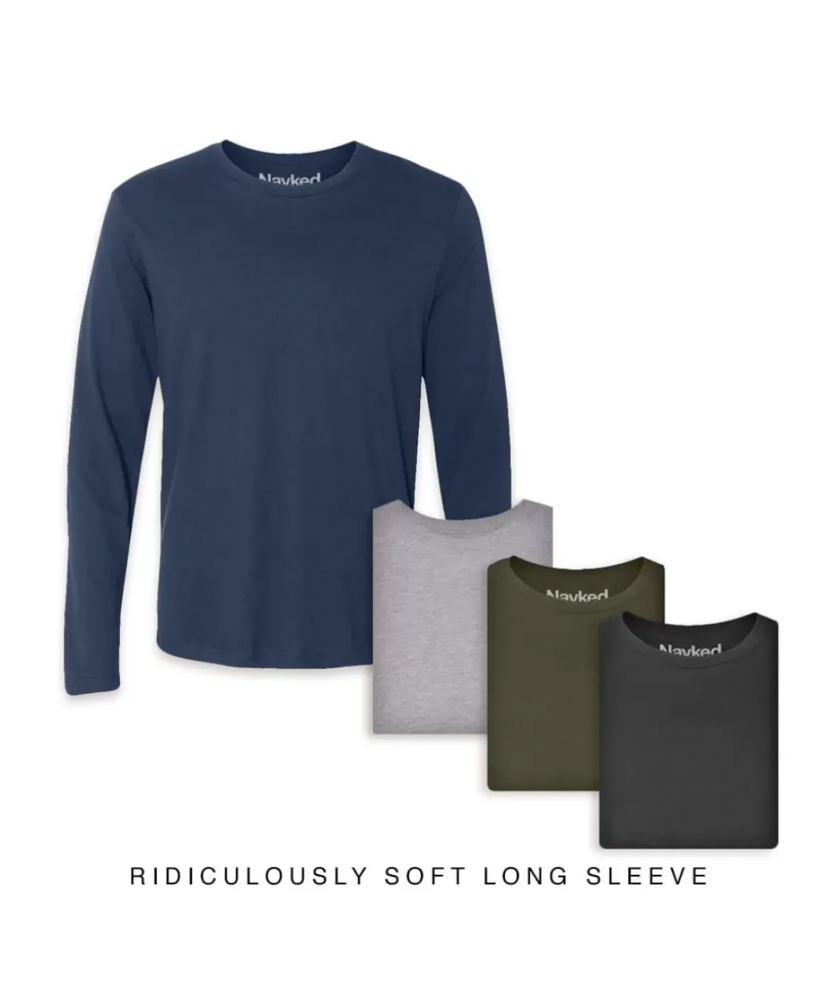 Nayked Apparel T-Shirts>Men'S 4Pk Ridiculously Soft Long Sleeve 100% Cotton T-Shirt