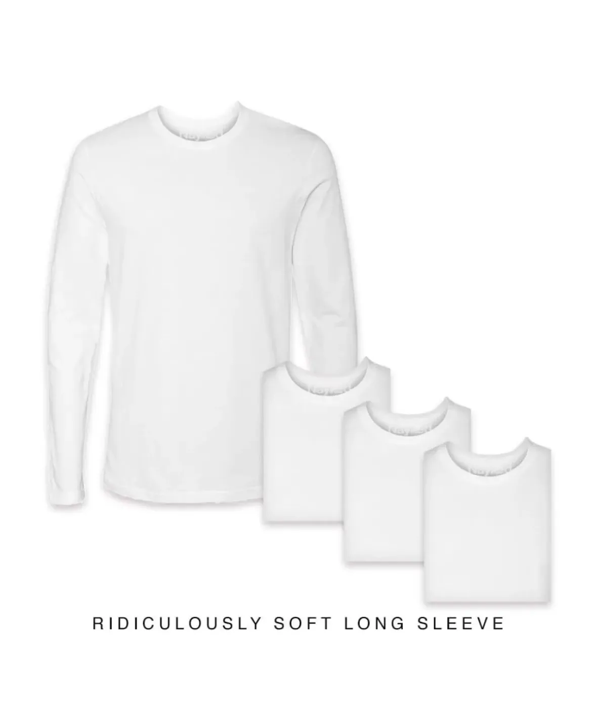 Nayked Apparel T-Shirts>Men'S 4Pk Ridiculously Soft Long Sleeve 100% Cotton T-Shirt