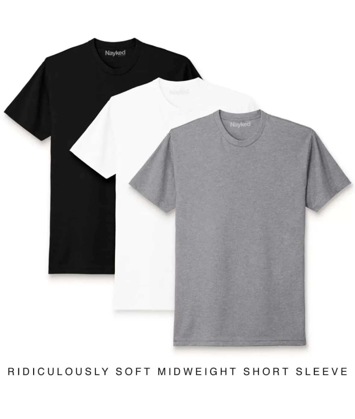 Nayked Apparel T-Shirt Packs>Men'S 3Pk Ridiculously Soft Midweight Crew T-Shirt Favorites