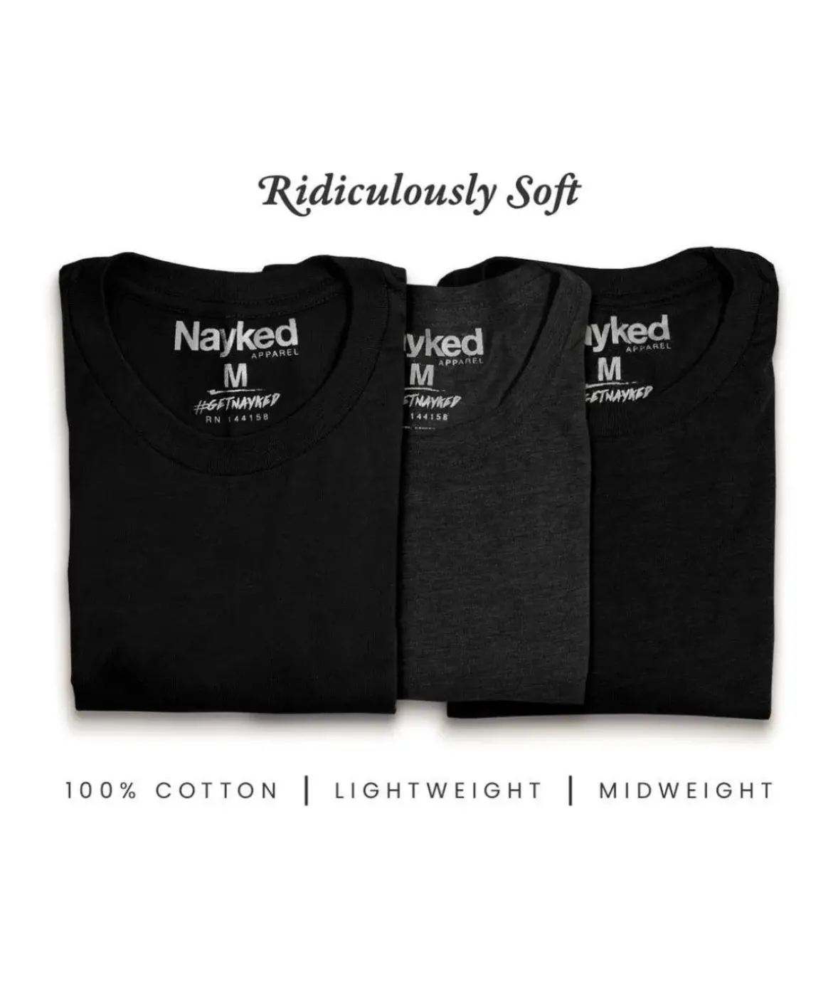 Nayked Apparel T-Shirt Packs>Men'S 3Pk Tri-Nayked Short Sleeve Crew Neck T-Shirts