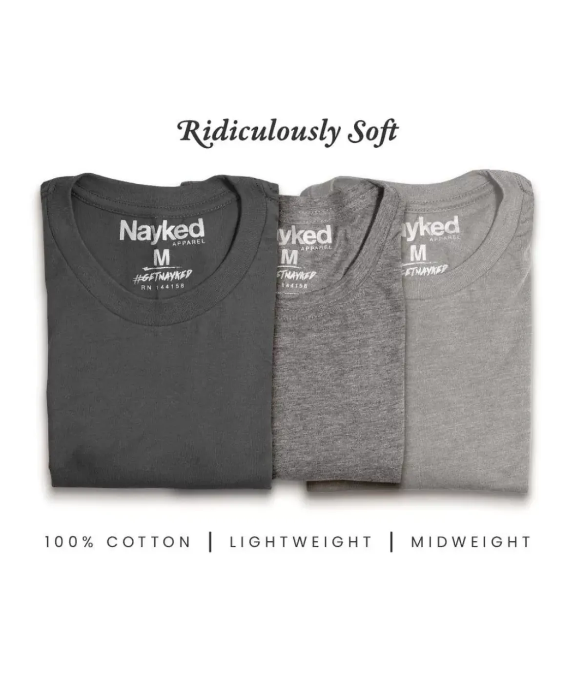 Nayked Apparel T-Shirt Packs>Men'S 3Pk Tri-Nayked Short Sleeve Crew Neck T-Shirts
