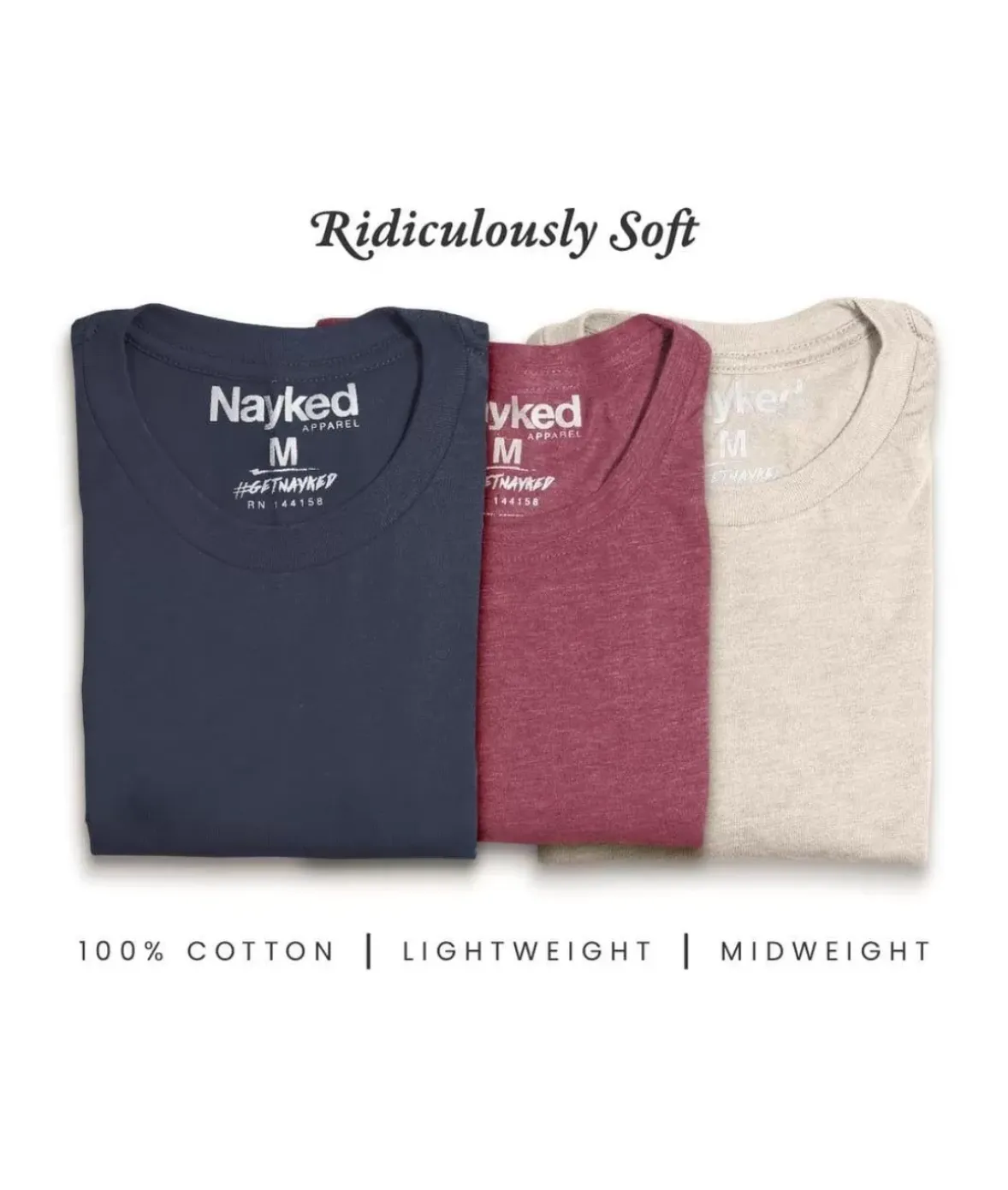 Nayked Apparel T-Shirt Packs>Men'S 3Pk Tri-Nayked Short Sleeve Crew Neck T-Shirts