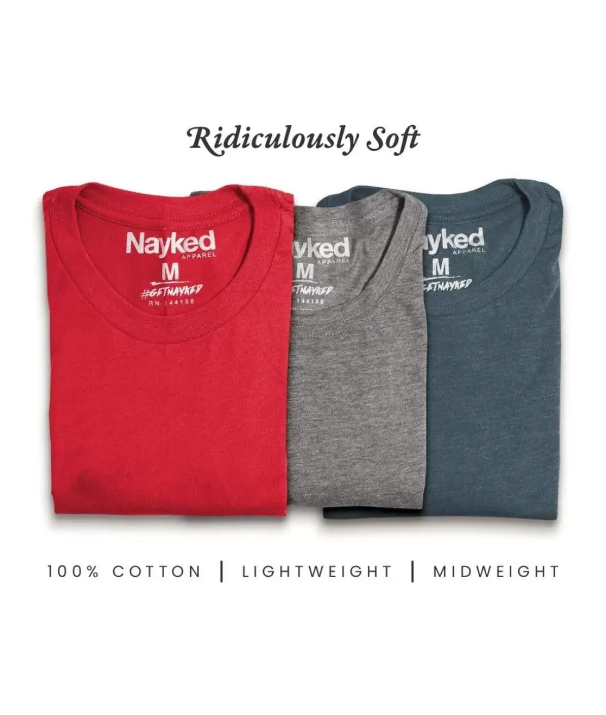 Nayked Apparel T-Shirt Packs>Men'S 3Pk Tri-Nayked Short Sleeve Crew Neck T-Shirts
