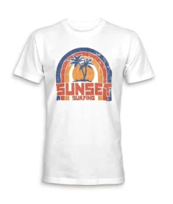 Nayked Apparel T-Shirts>Men'S Ridiculously Soft 100% Cotton Graphic Tee | Sunset Surfing