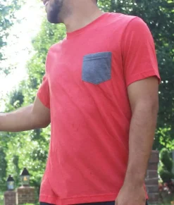 Nayked Apparel T-Shirts>Men'S Ridiculously Soft Contrast Pocket Short Sleeve Crew Neck T-Shirt