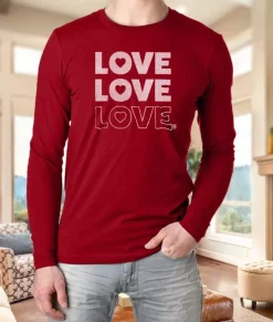 Nayked Apparel T-Shirts>Men'S Ridiculously Soft Cotton Long Sleeve Graphic Tee | Love Love Love