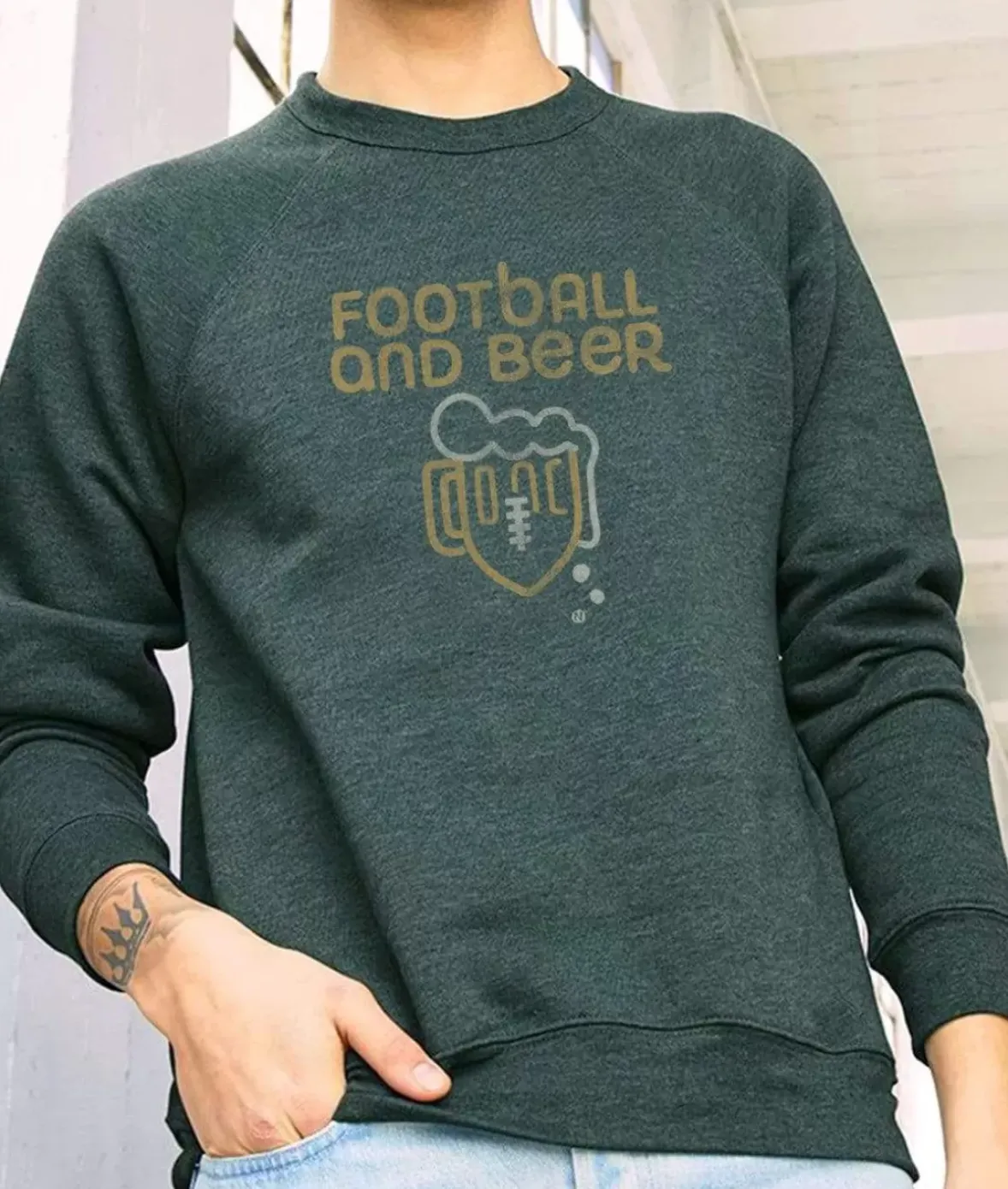 Nayked Apparel Shirts>Men'S Ridiculously Soft Fleece Graphic Pullover Sweatshirt | Football And Beer