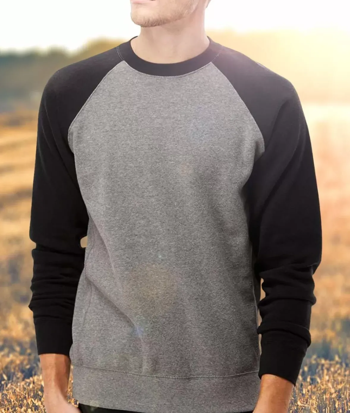Nayked Apparel Workout Wear>Men'S Ridiculously Soft Midweight Raglan Colorblocked Pullover