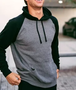 Nayked Apparel Shirts>Men'S Ridiculously Soft Midweight Raglan Colorblocked Hooded Sweatshirt
