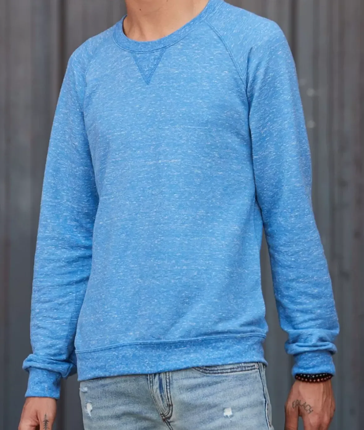 Nayked Apparel Hoodies & Sweatshirts>Men'S Soft Snow Heather French Terry Raglan Pullover Sweatshirt