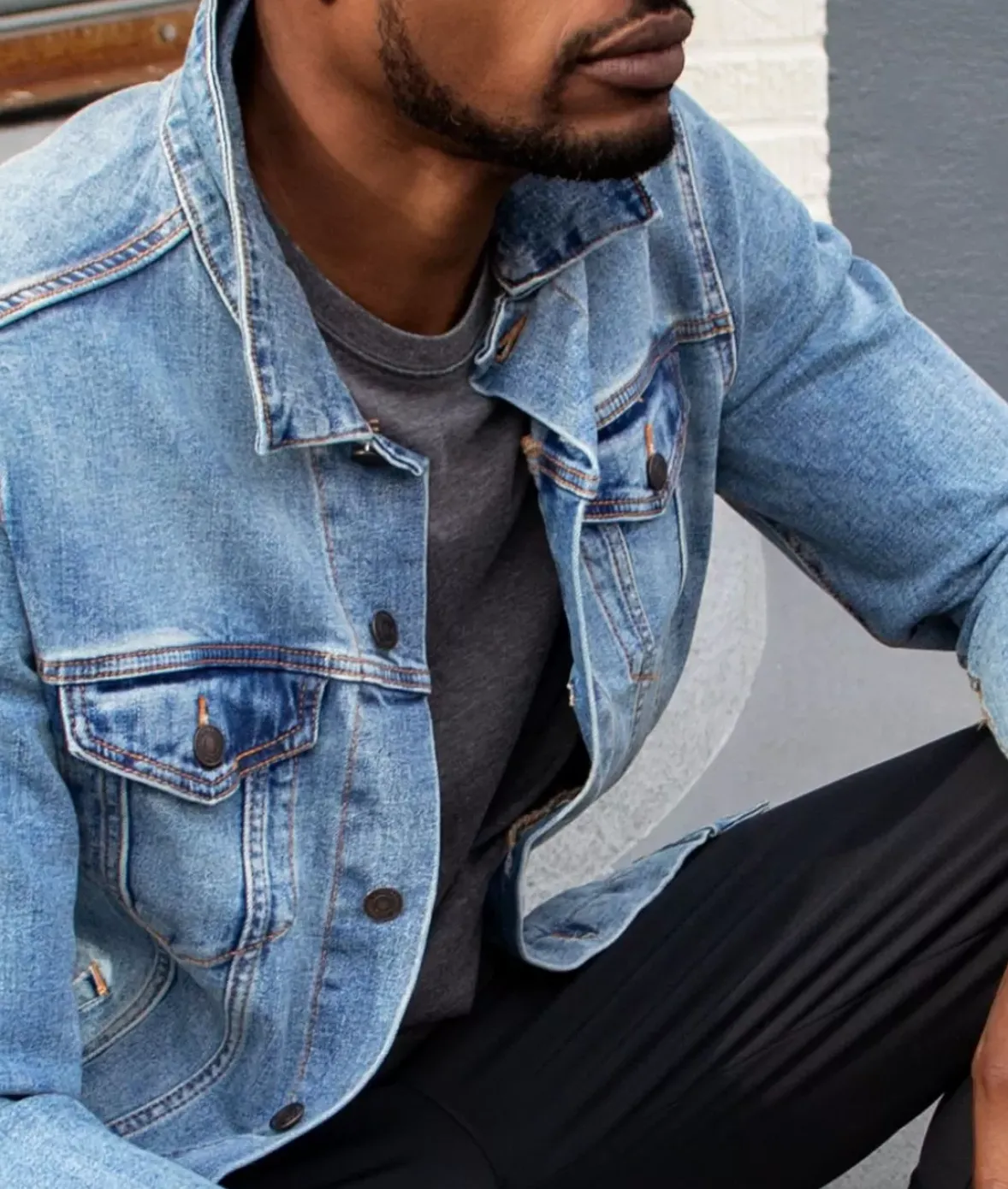 Nayked Apparel Outerwear>Men'S Soft Vintage Denim Jacket