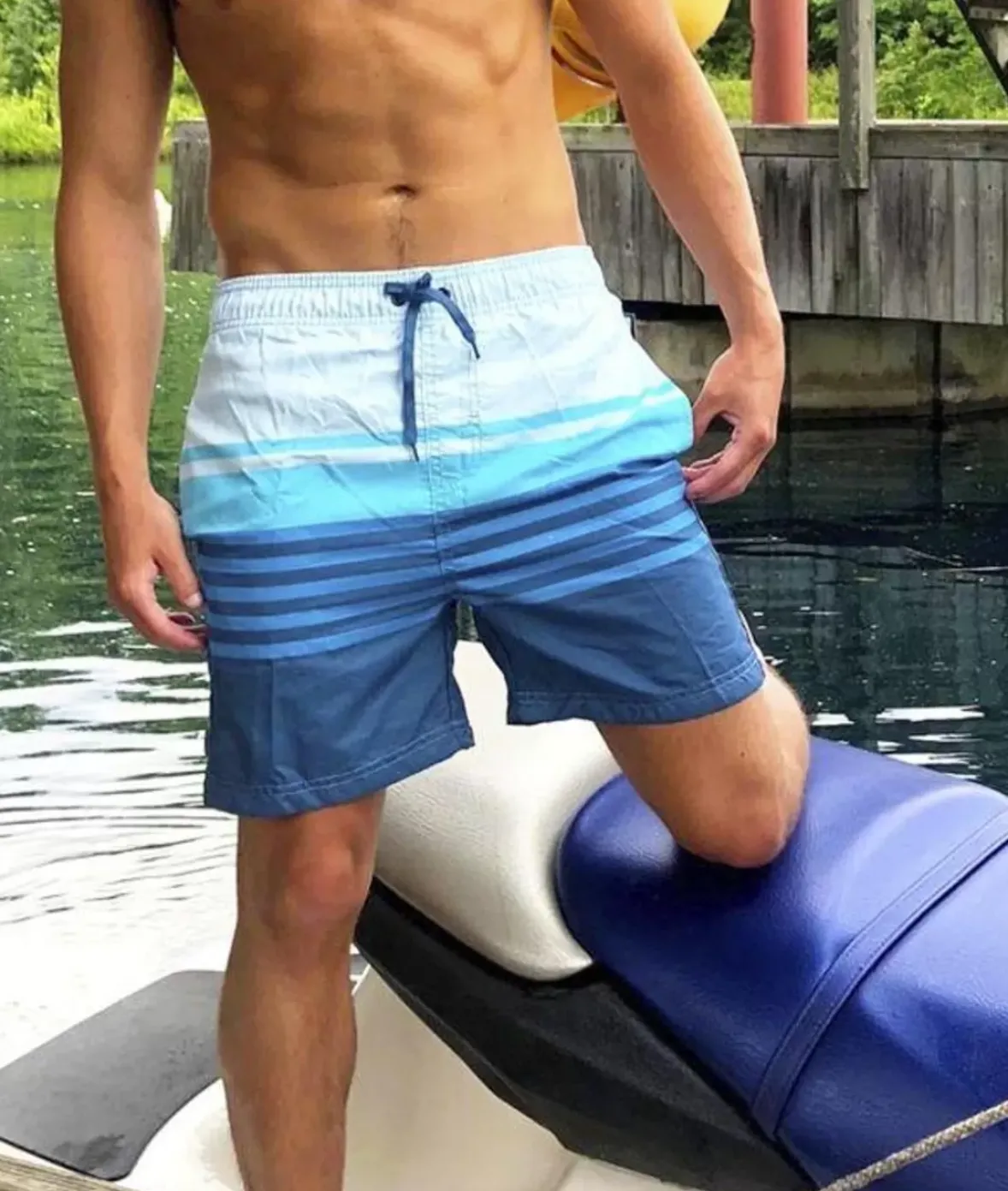 Nayked Apparel Bottoms>Men'S Stripe Volley Swim Short/Discontinued