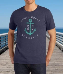 Nayked Apparel Shirts>Men'S Vintage Soft Cotton Poly Graphic T-Shirt | Sc Anchor