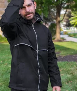 Nayked Apparel Outerwear>Men'S Water-Resistant Tech Jacket/Discontinued Black