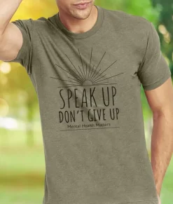 Nayked Apparel T-Shirts>Ridiculously Soft Crew Neck Graphic T-Shirt | Speak Up Don'T Give Up Front Graphic