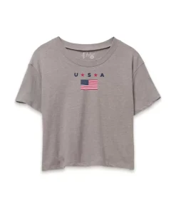 Nayked Apparel Tops>Ridiculously Soft Women'S Cropped Flag Tee
