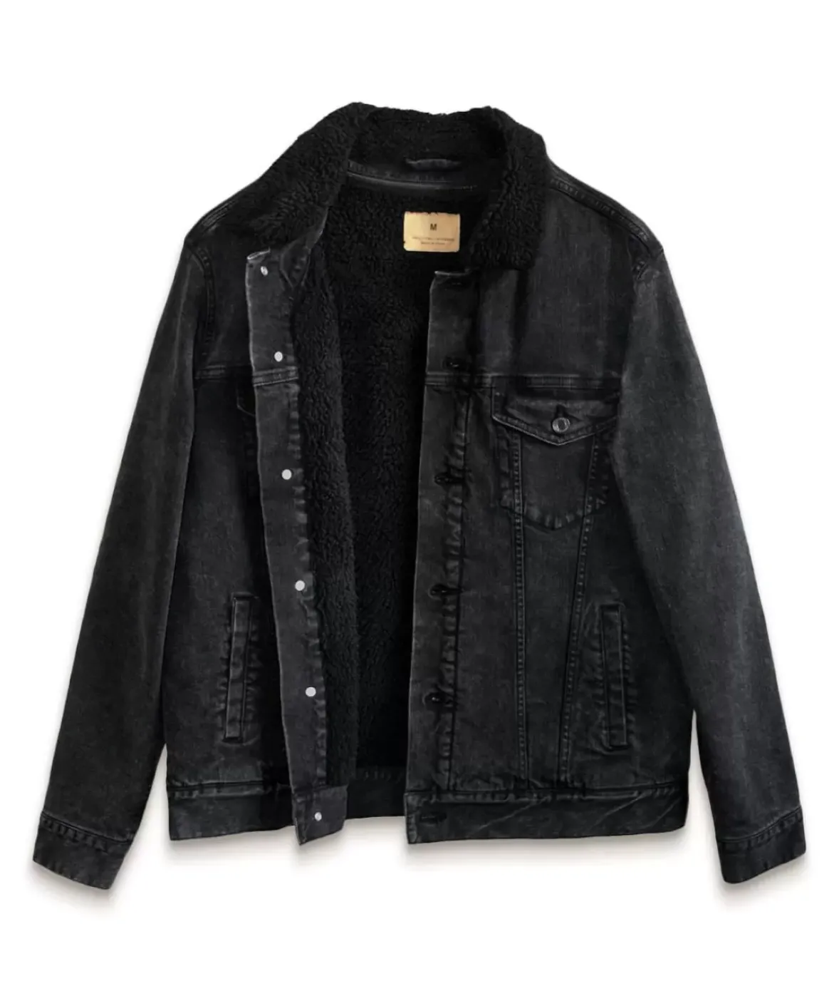 Nayked Apparel Outerwear>Unisex Soft Sherpa Lined Vintage Denim Jacket