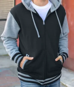 Nayked Apparel Hoodies & Sweatshirts>Varsity Full-Zip Hooded Fleece Jacket