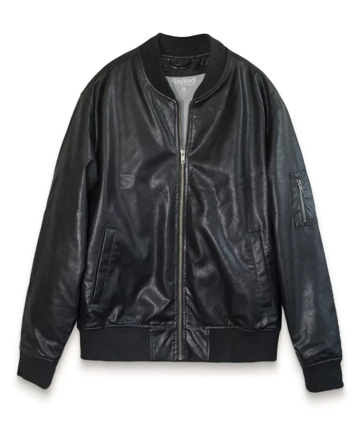 Nayked Apparel Shirts>Vegan Leather Recycled Bomber Jacket