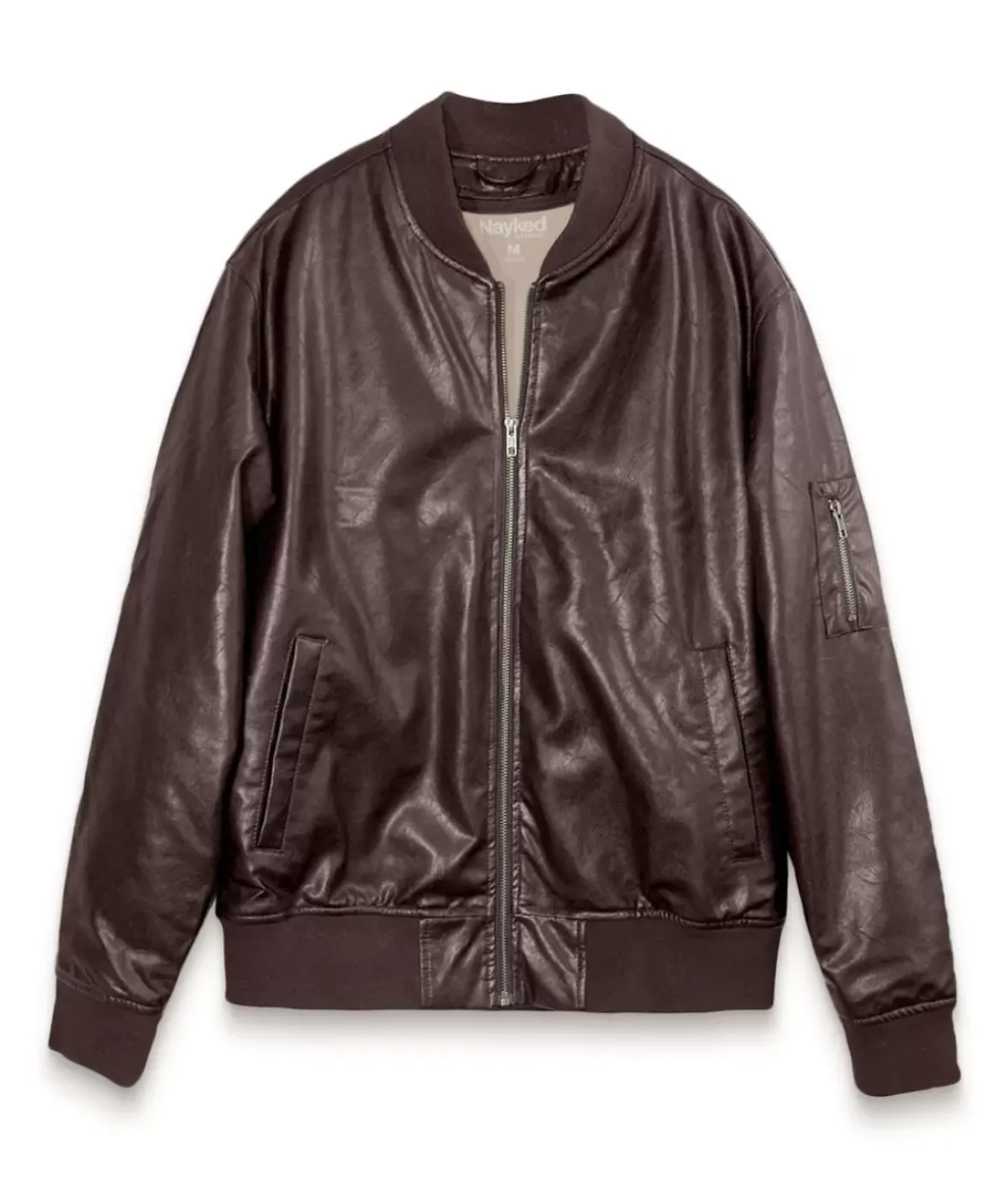 Nayked Apparel Outerwear>Vegan Leather Recycled Bomber Jacket