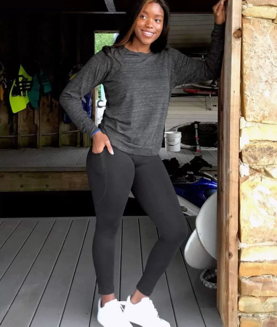 Nayked Apparel Athleisure>Women'S High Waist Pocketed Athleisure Leggings Black