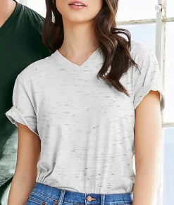 Nayked Apparel T-Shirts>Women'S Marbled Jersey V-Neck T-Shirt