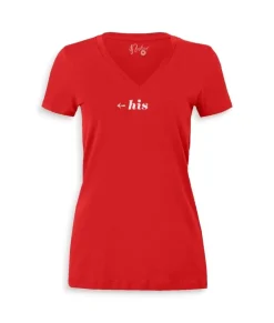 Nayked Apparel Tops>Women'S Ridiculously Soft Deep V Graphic Tee | His Red