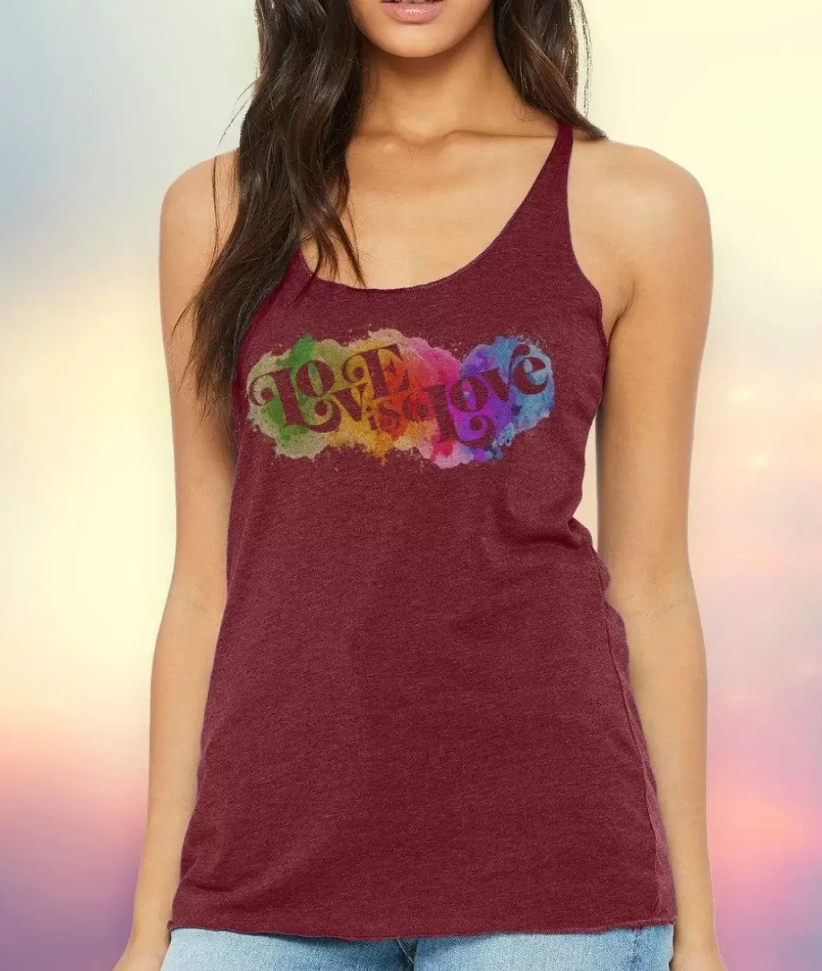 Nayked Apparel Tank Tops>Women'S Ridiculously Soft Lightweight Graphic Racerback Tank | Love Is Love