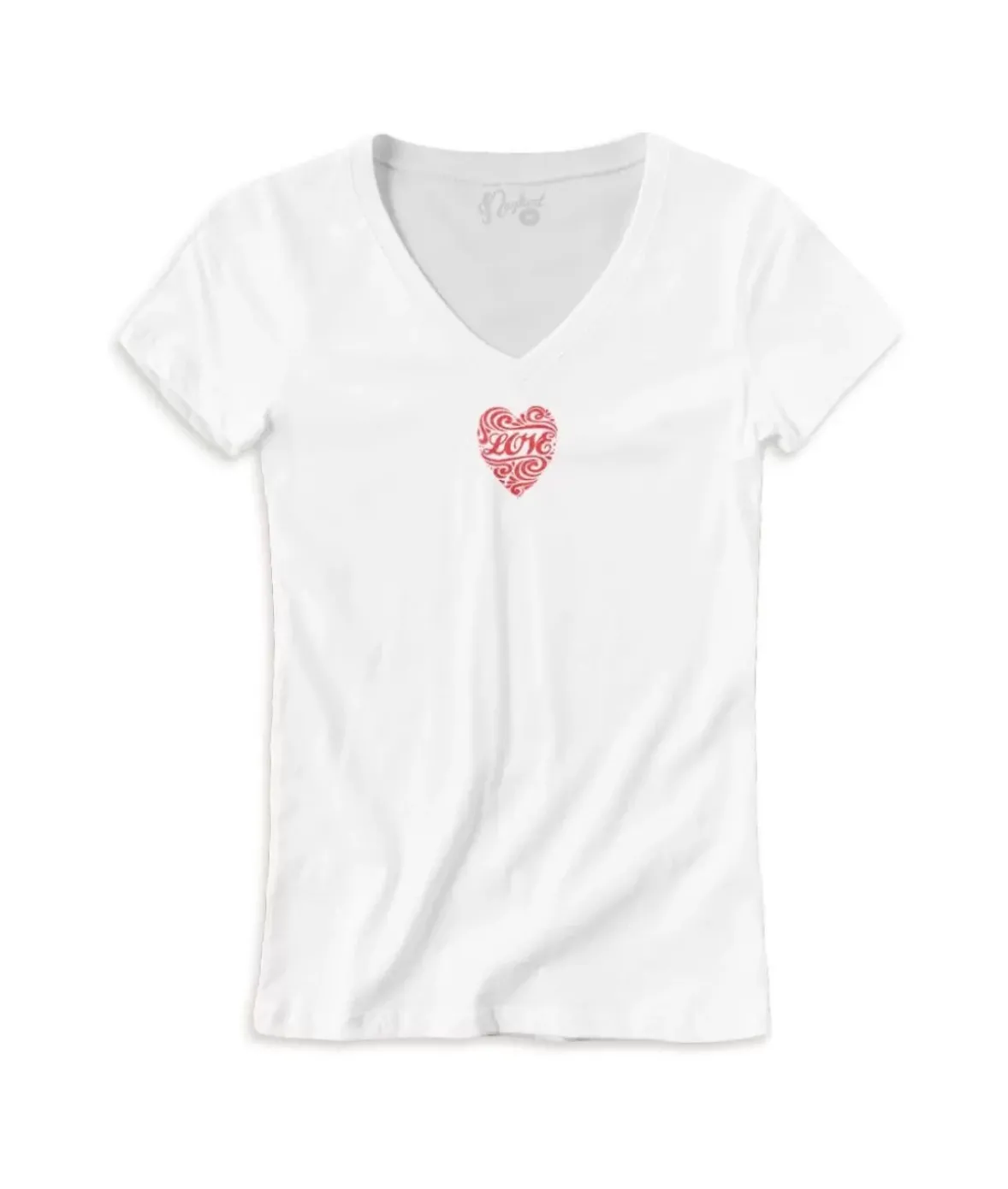 Nayked Apparel T-Shirts>Women'S Ridiculously Soft Deep V Graphic Tee | Love Script White