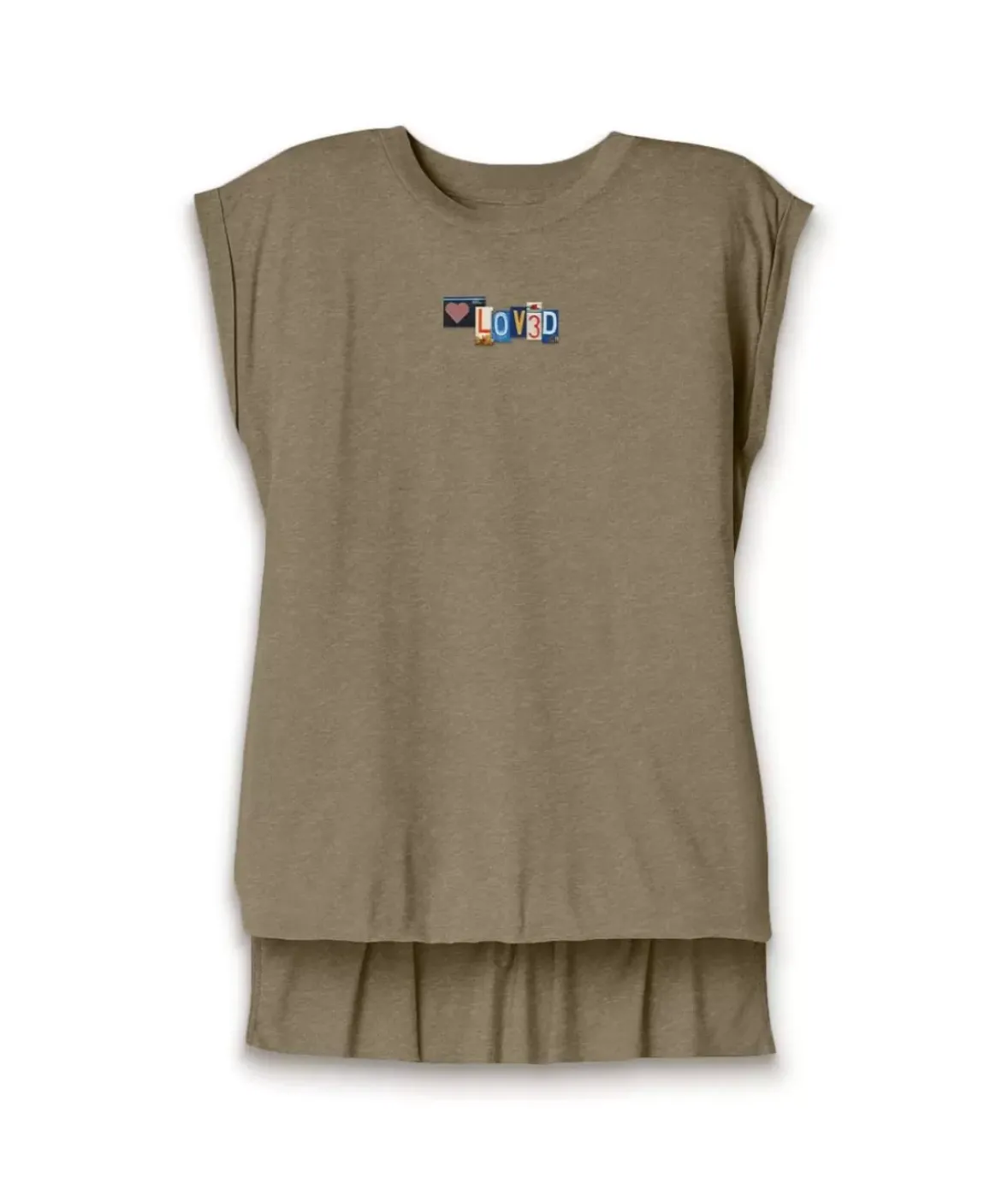 Nayked Apparel Tops>Women'S Ridiculously Soft Flowy Rolled Cuff Muscle Graphic Tee | Loved