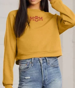 Nayked Apparel Tops>Women'S Ridiculously Soft Mid-Length Raglan Graphic Pullover | Mom Paw Print
