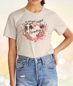 Nayked Apparel Tops>Women'S Ridiculously Soft Oversized Sueded Graphic T-Shirt | I Can Buy Myself Flowers
