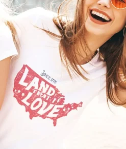 Nayked Apparel Tops>Women'S Ridiculously Soft Lightweight Graphic Tee | Land That I Love